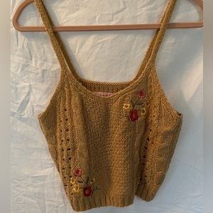 Crochet Floral Embroidery Crop Top